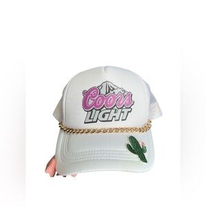 Coors light beer white snap back trucker hat